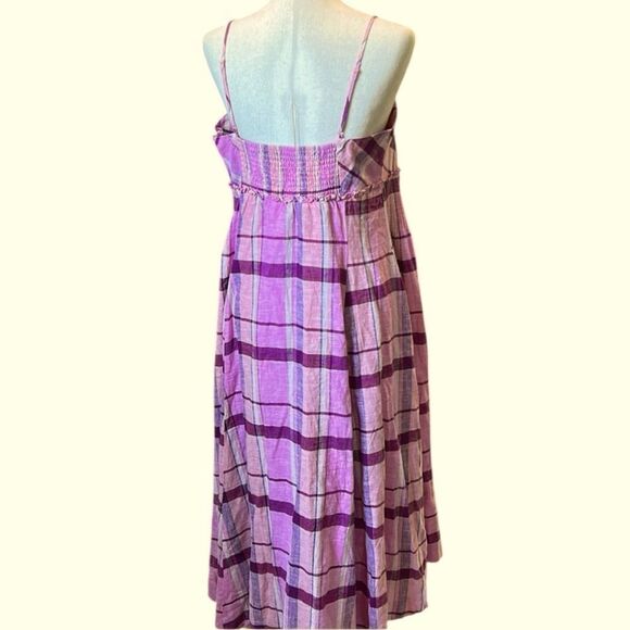 Anthropologie Maeve Linen Pleated-Waist Hanky-Hem Midi Dress linen large - Picture 3 of 13